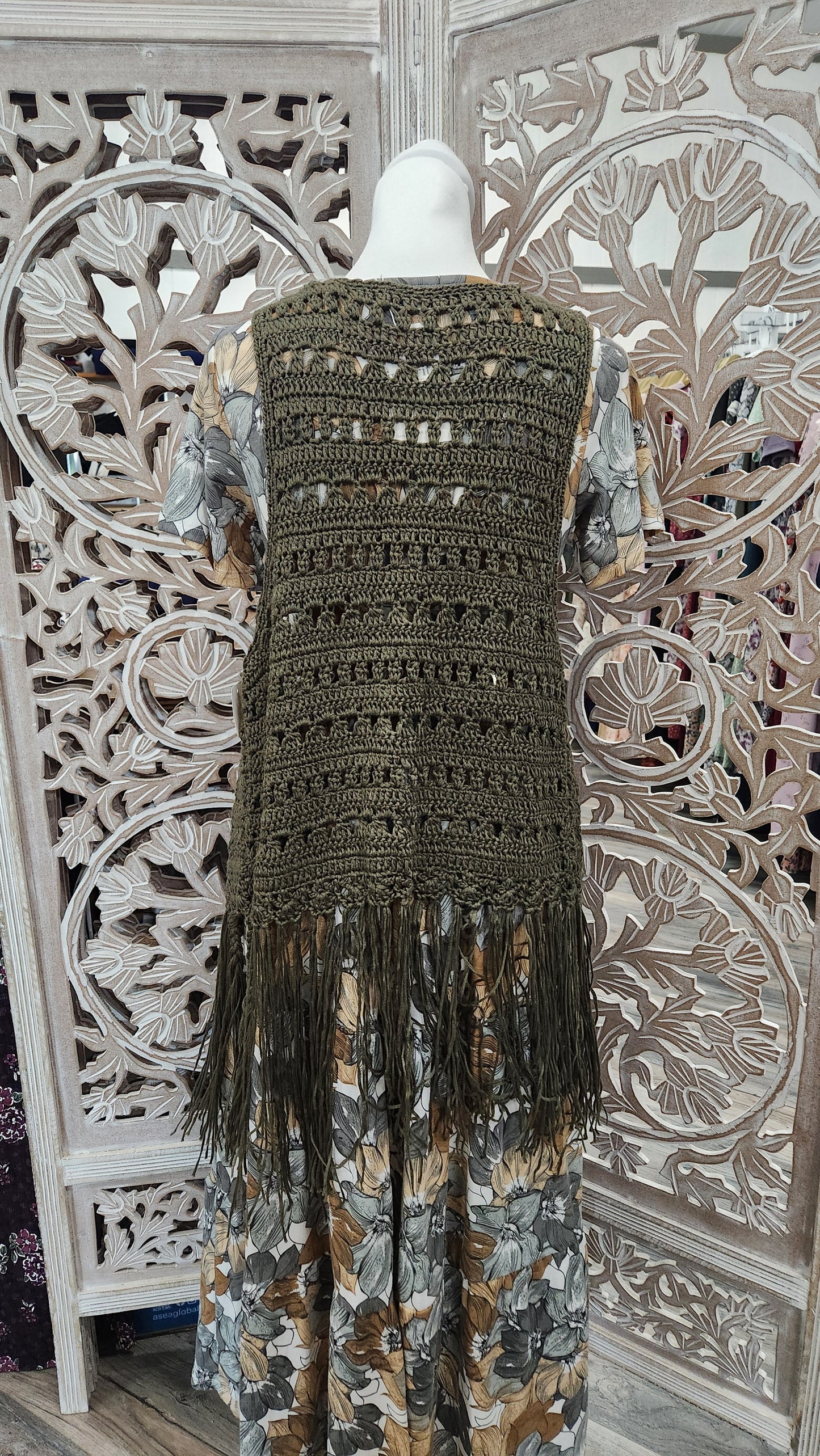 Sleeveless olive cardigan