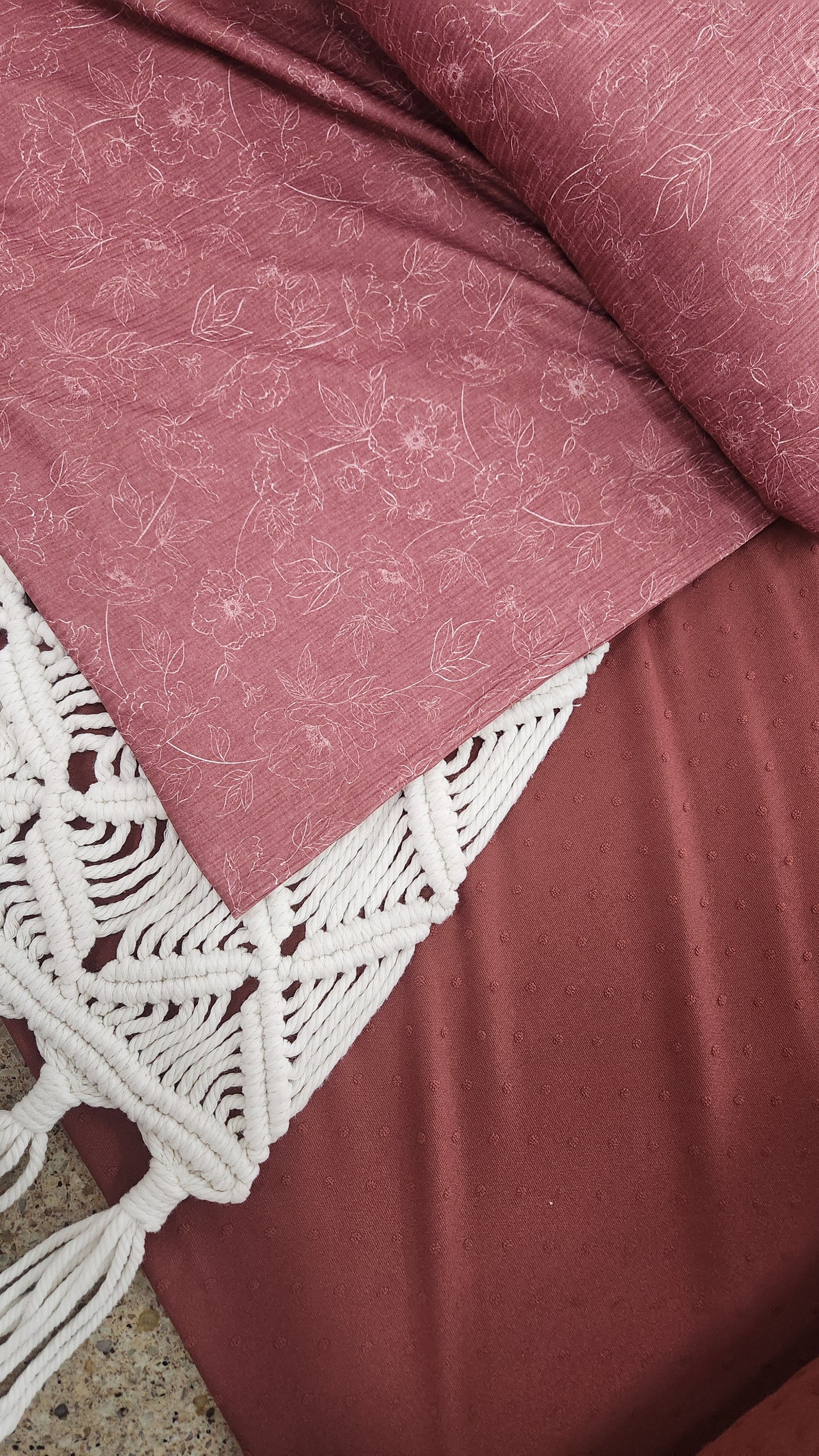 Redwood rose print non brush rib