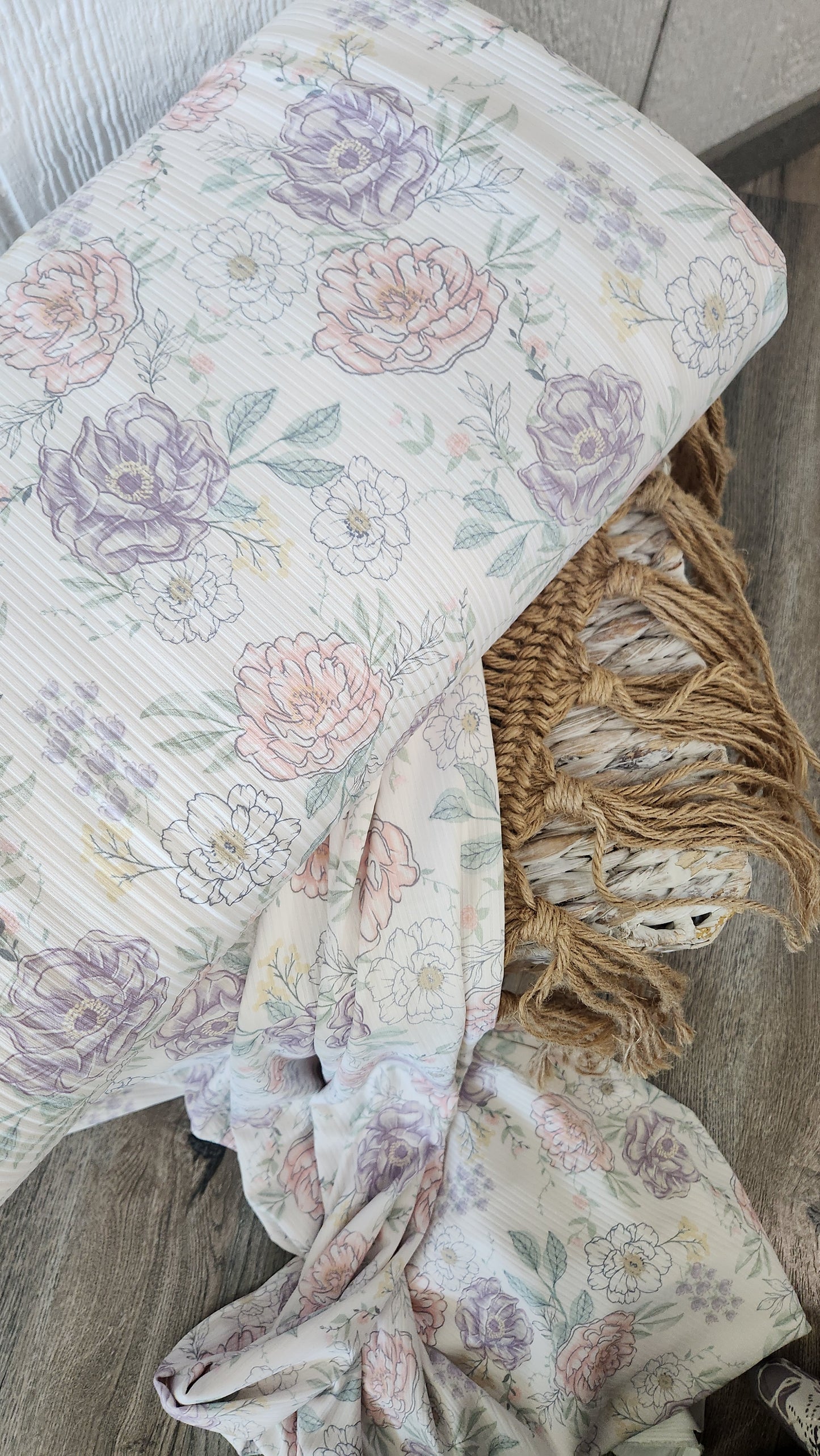 Non brush rib knit spring botanicals