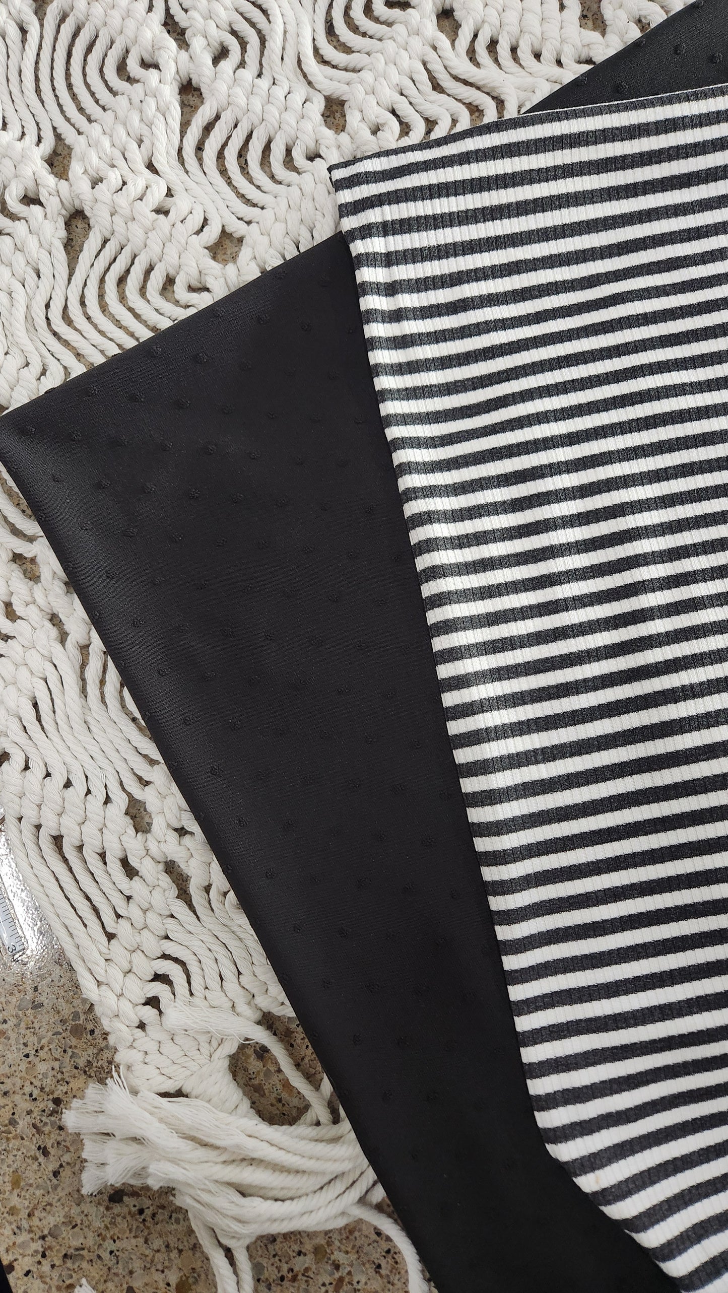 Stripe rib solid Swiss dot