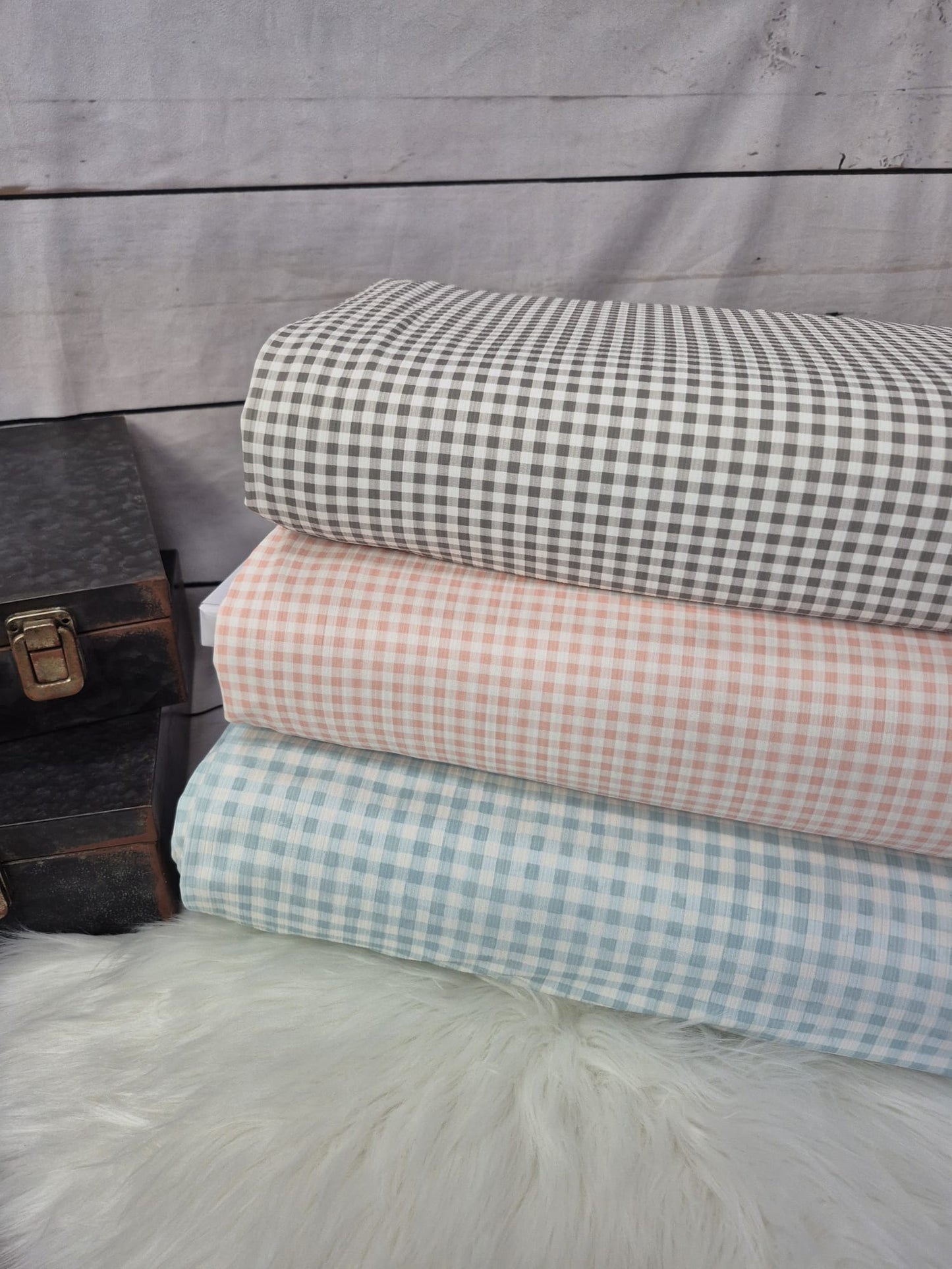 Plaid non brush rib knit