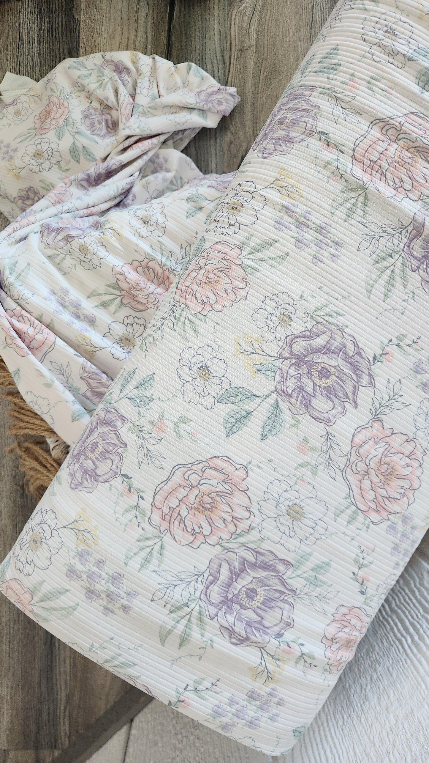 Non brush rib knit spring botanicals