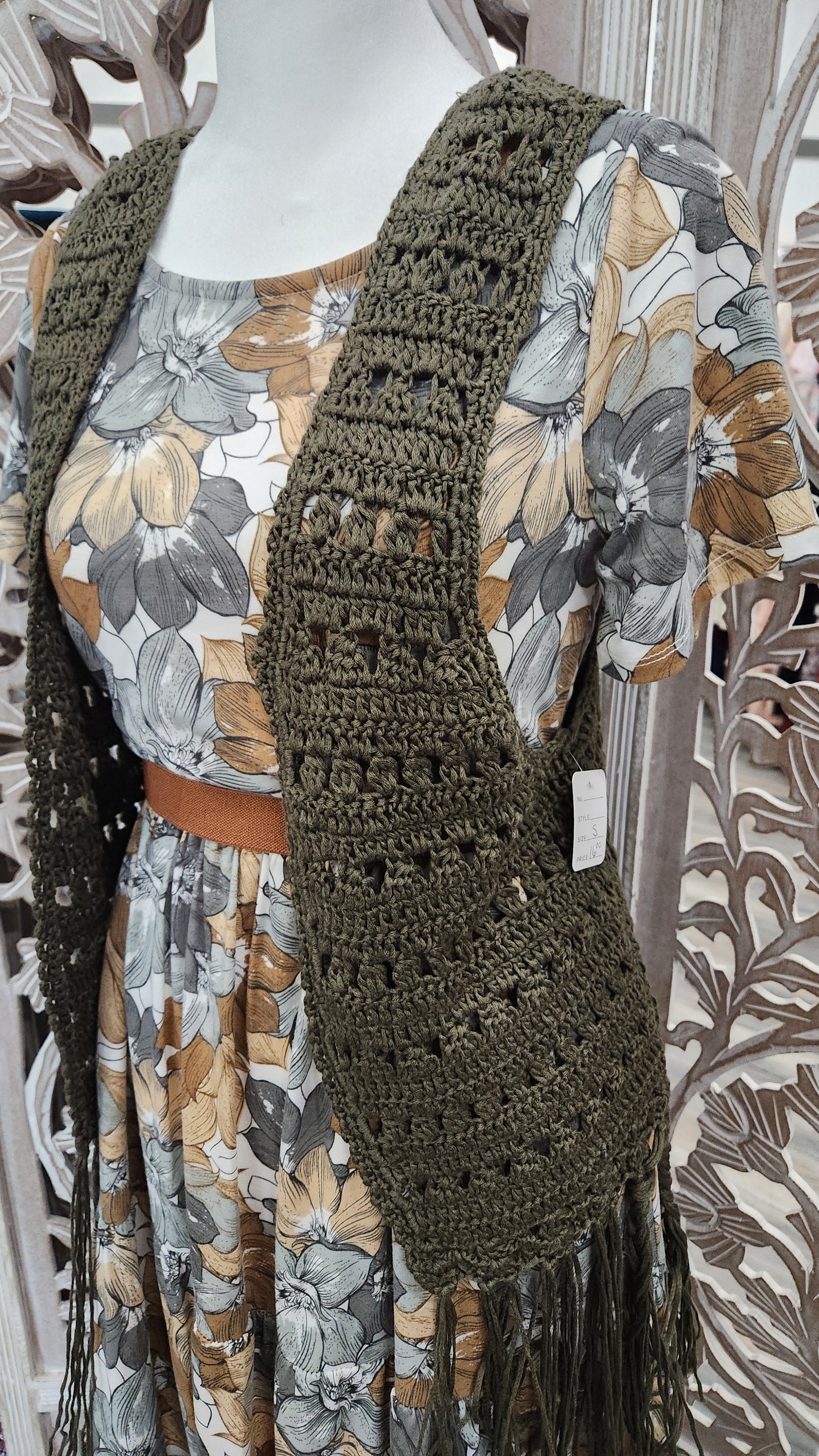 Sleeveless olive cardigan