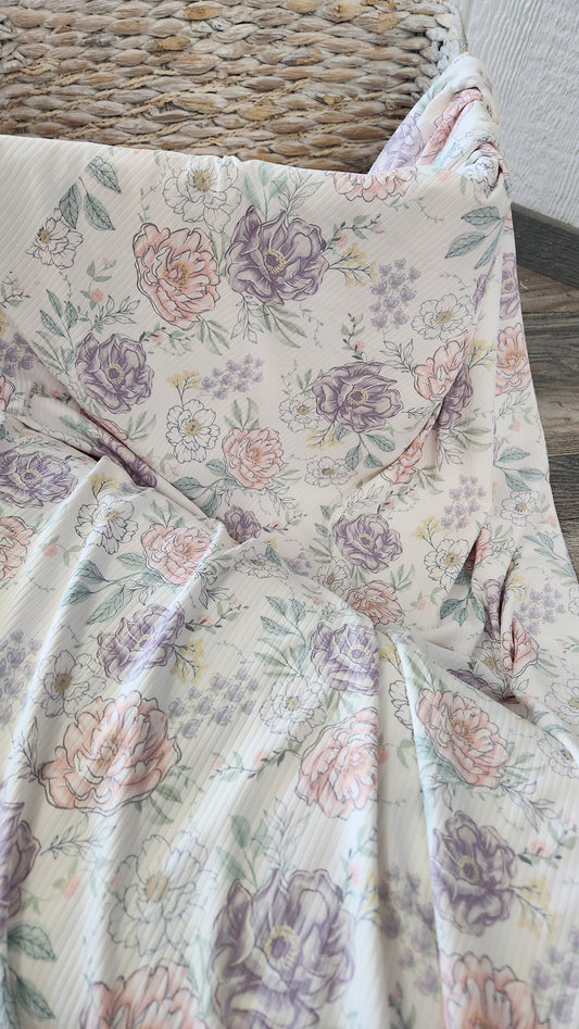 Non brush rib knit spring botanicals