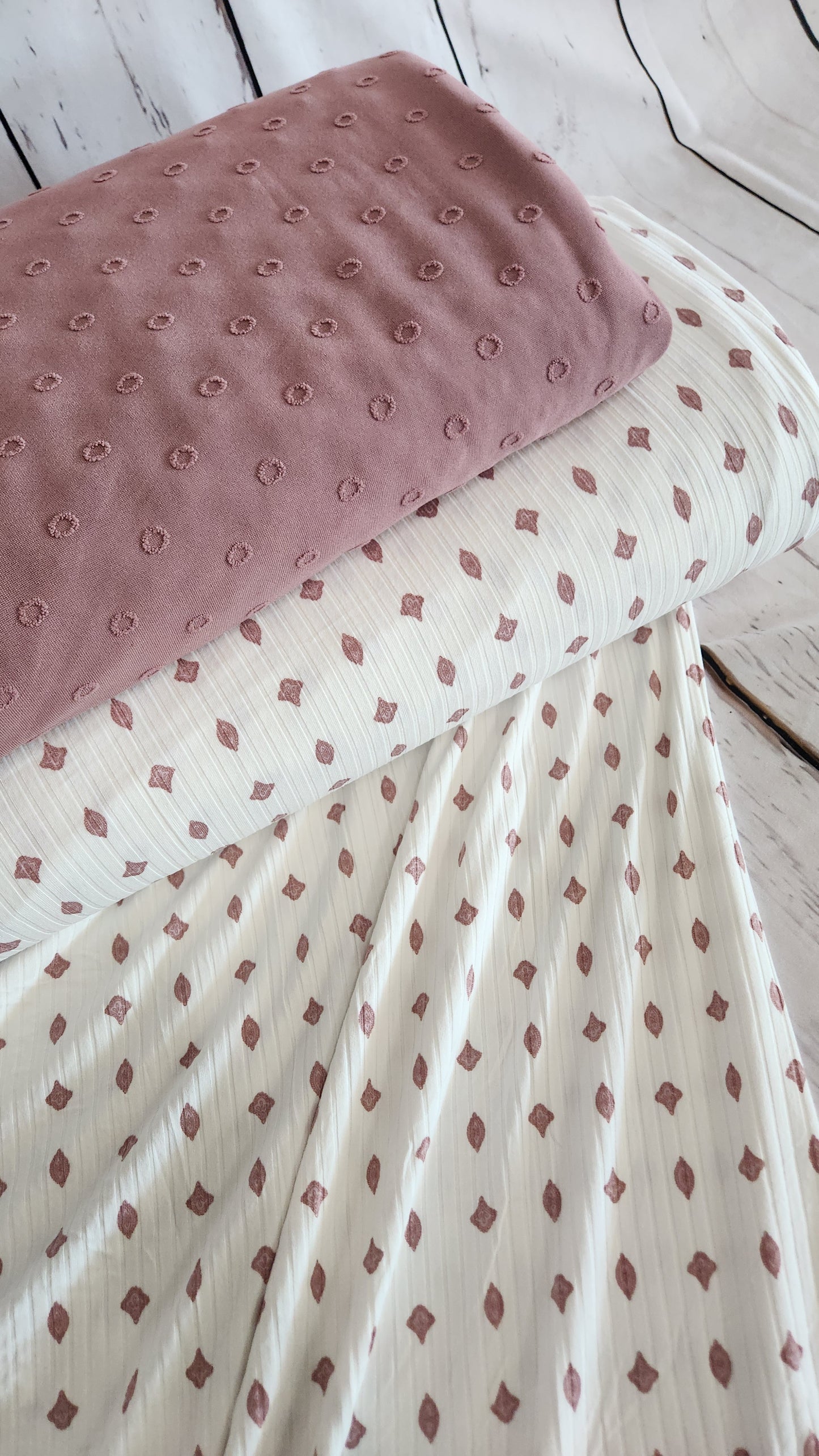 Rib knit white/mauve